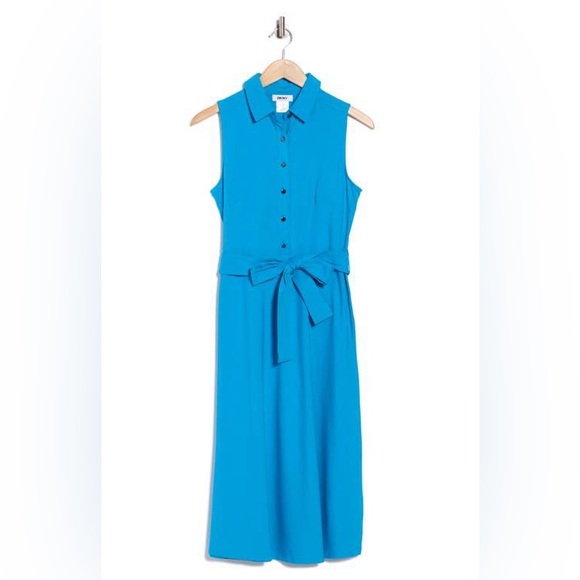 DKNY Blue tie waist shirt dress NWT - Picture 3 of 3